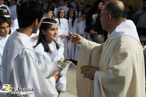 Padre Sergio Villalobos dando la comunión